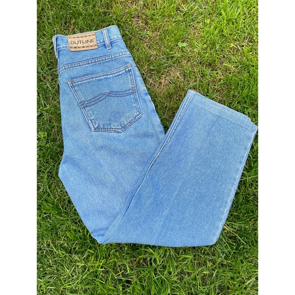 Vintage Denim - VINTAGE OUTLINE denim jeans high waist light wash tapered jeans size 27